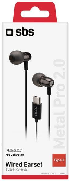 SBS Metal Pro 2.0 USB-C Kablede Hovedtelefoner Sort