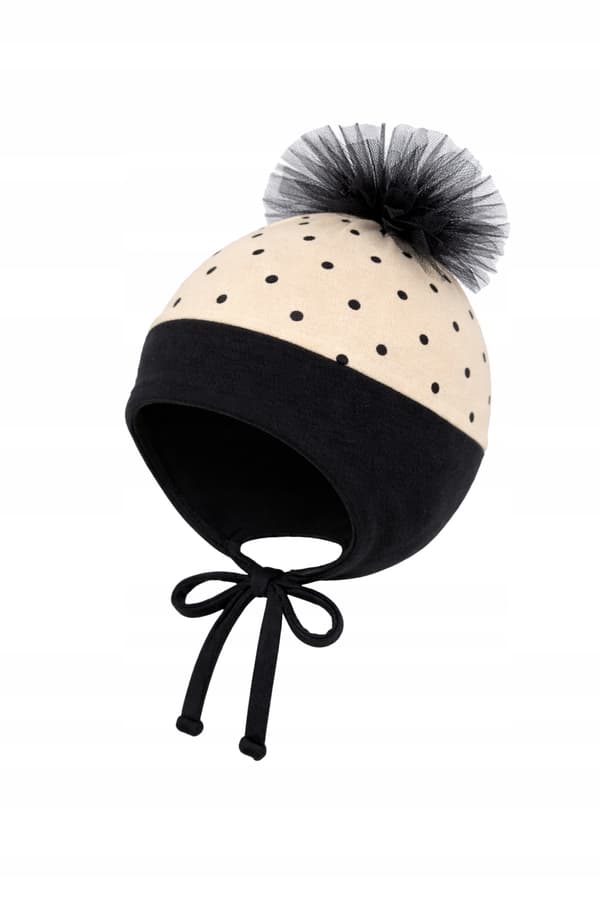 Pigerhue 36-38 Muslin + Bomuld BINDEPOMPON Forår Sommer BEIGE