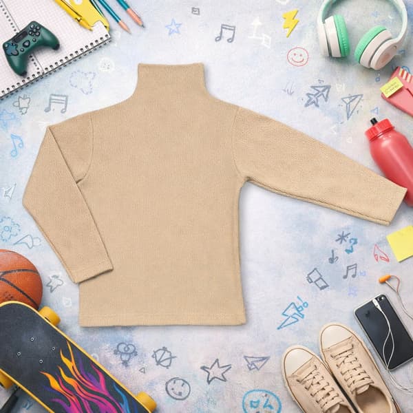 BØRNES HALV TURTLENECK 140 RIBBET BOMULD ELASTIK DARTOMIK BEIGE