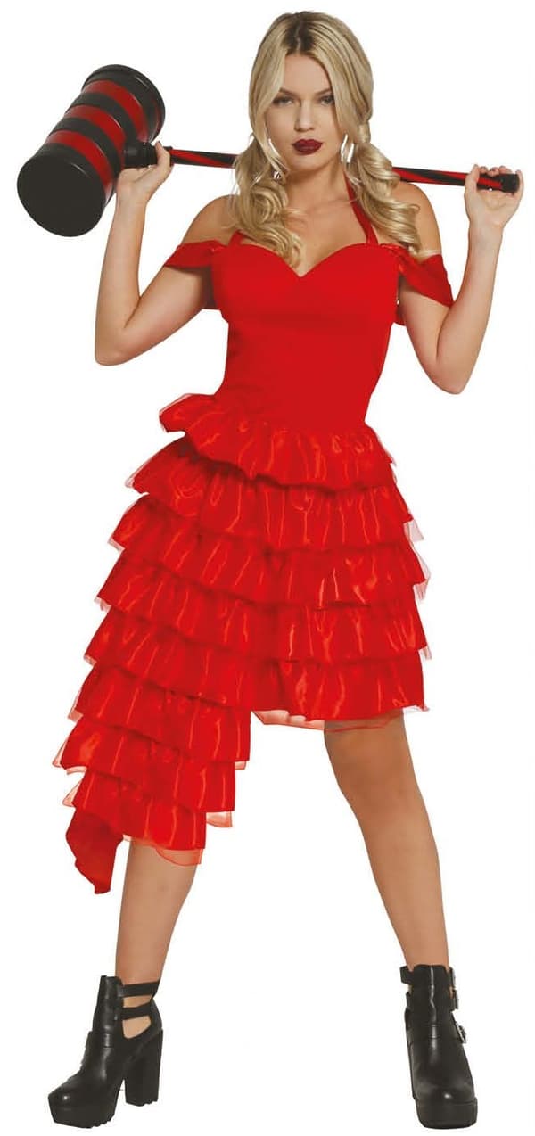 Kostume-outfit Rød kjole Crazy Harley M