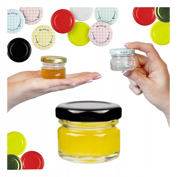100x burk 30ml med lock honung sylt kryddor örter present bröllop