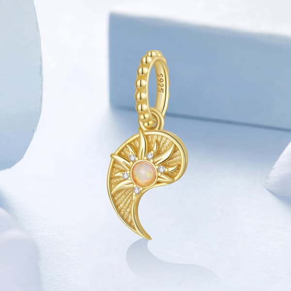 Silverberlock förgylld YIN YANG sol med kristallpärlor silver 925