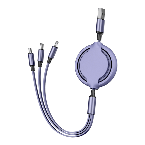 3-in-1 USB-KAAPELI, SISÄÄNVEDETTÄVÄ USB-C, IPHONE MICRO USB TYPE C -LATURI, LITTEÄ, 1M
