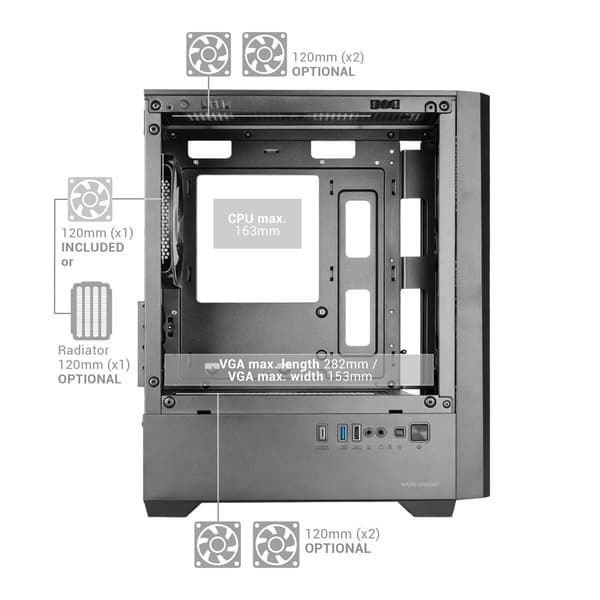 TACENS MARS MC-VECTOR 4xARGB USB-C mATX - kabinet