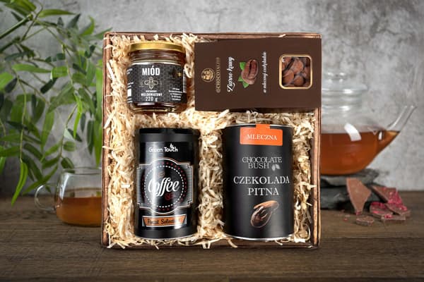 Gavekurv sæt kaffe chokolade honning gave