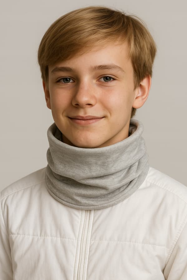 Børnehalstørklæde fra 9 år, universal, efterår-vinter, gråmeleret
