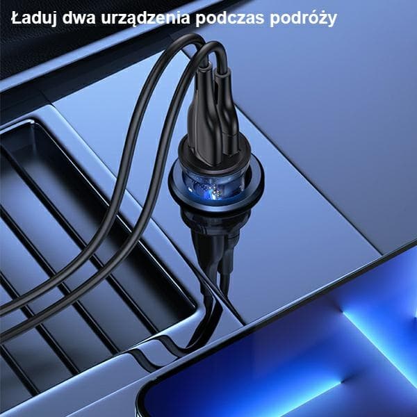 USAMS Biloplader C31 3A 2xUSB-AFast Charge blå/blå CC162CC02 (US-CC162)