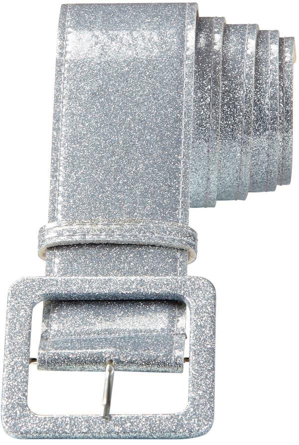 Paksu Glitter SILVER Disco BELT 80s 120cm