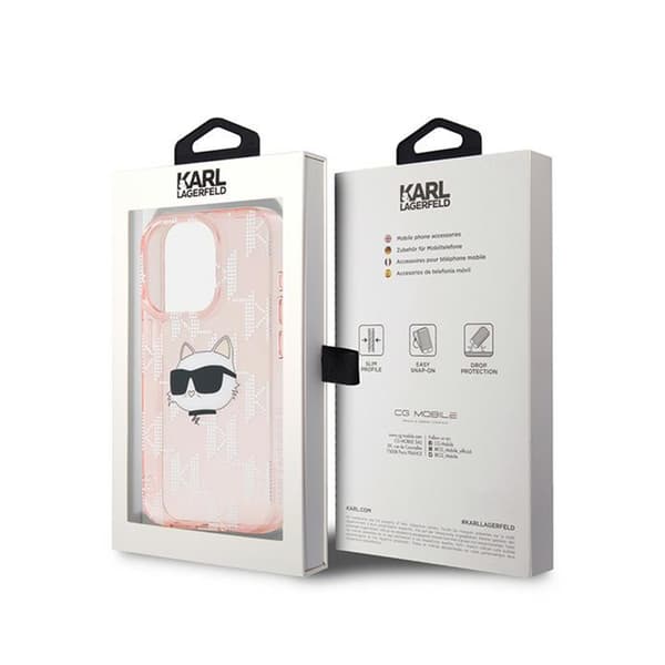 Karl Lagerfeld IML Choupette Hoved & Monogram - iPhone 15 Pro Max Etui (Pink)