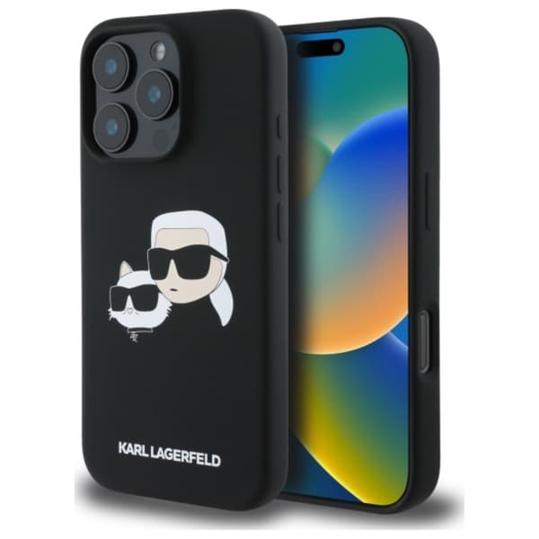 Karl Lagerfeld Silikone Dobbelthoved Print MagSafe - iPhone 16 Pro Etui (Sort)