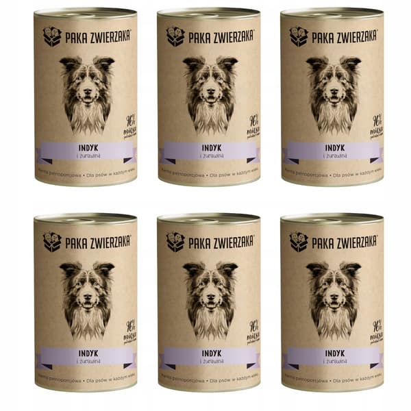 Paka Zwierzaka vådfoder til hunde med kalkun og tranebær 6x400g