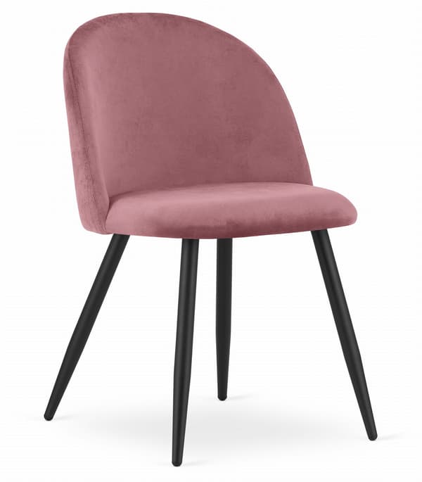 BELLO stol - mørkerosa fløjl / sorte ben x 3
