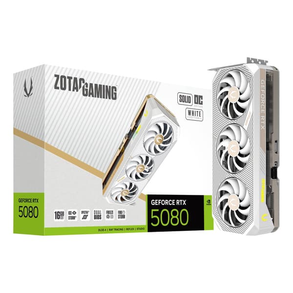 ZOTAC RTX 5080 SOLID OC 16GB Grafikkort Hvid