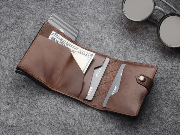 HIKER - CHIC Decor-plånbok i garvat nomadläder, brunt