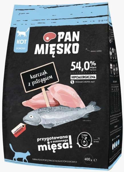 Mr. Meat | Tørfoder til katte | 400 g pakke - Voksen | Kylling med ørred S 400 g