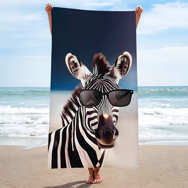 Strandhåndklæde 70x140 Zebra med briller