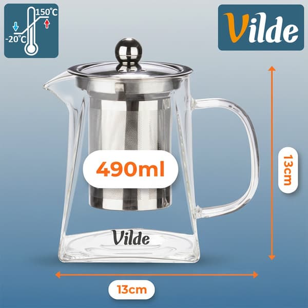 Glas tekanna med infuser, värmetålig, 490 ml