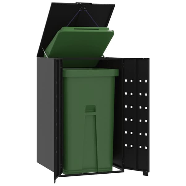 vidaXL enkelt affaldsbeholderhus sort 69x79x117 cm