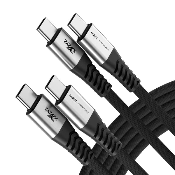 2x USB C TIL USB C HURTIGOPLADNINGSKABEL SORT 100W 20V 5A 2M