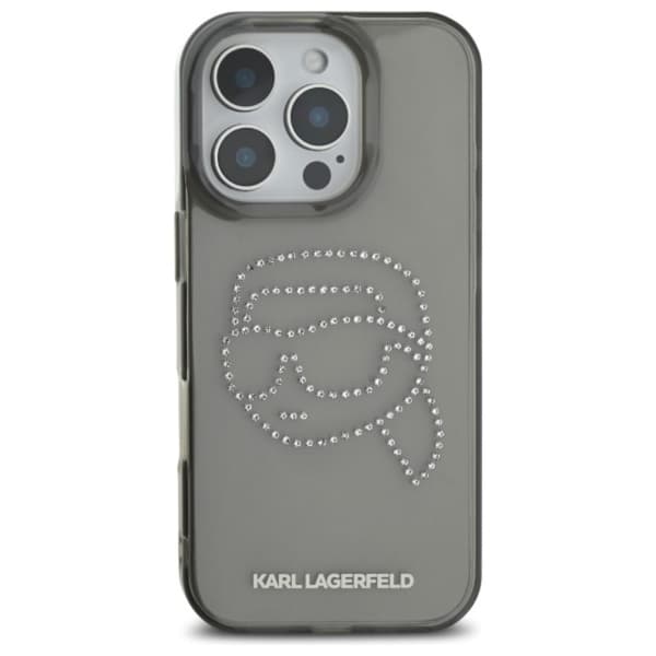 Karl Lagerfeld IML Rhinestones Karl Head - Etui til iPhone 16 Pro Max (Sort)