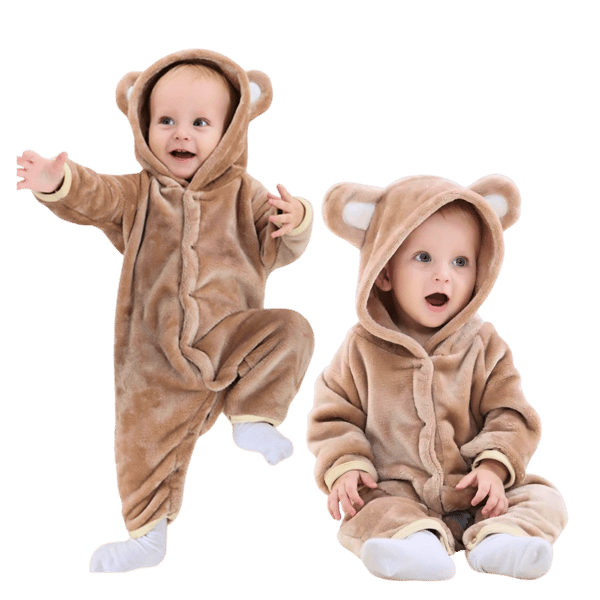 Brun bamse-onesie-pyjamaskostume til baby 90: 75-85 cm