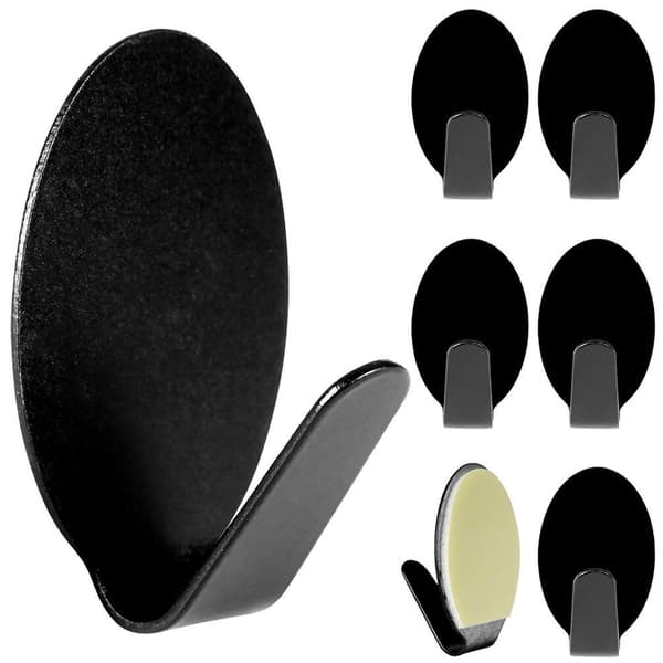 Itsekiinnittävä teräksinen koukku musta 3x2 cm 6 kpl