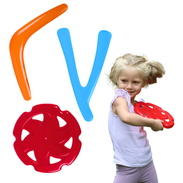 Frisbee kastesæt, flyvende disk, tallerken + boomeranger