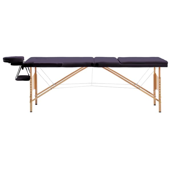 vidaXL foldbart massagebord 3-zoner træ lilla