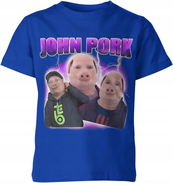 JOHN PORK MEME VIRALT T-SHIRT SJOV BØRNEMINDEGRIS
