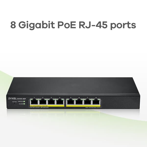 Switch Zyxel GS1915-8EP-EU0101F 60W Administrerad