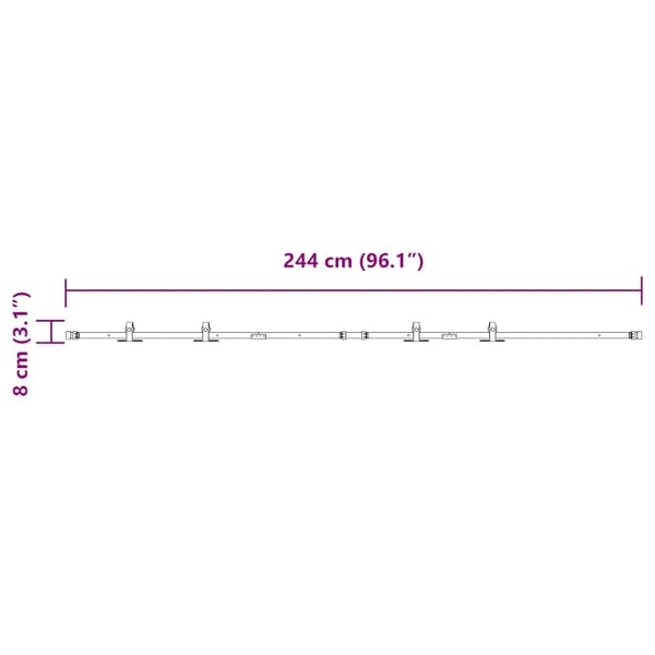 vidaXL skydedørssystem til møbler, 244 cm, kulstofstål