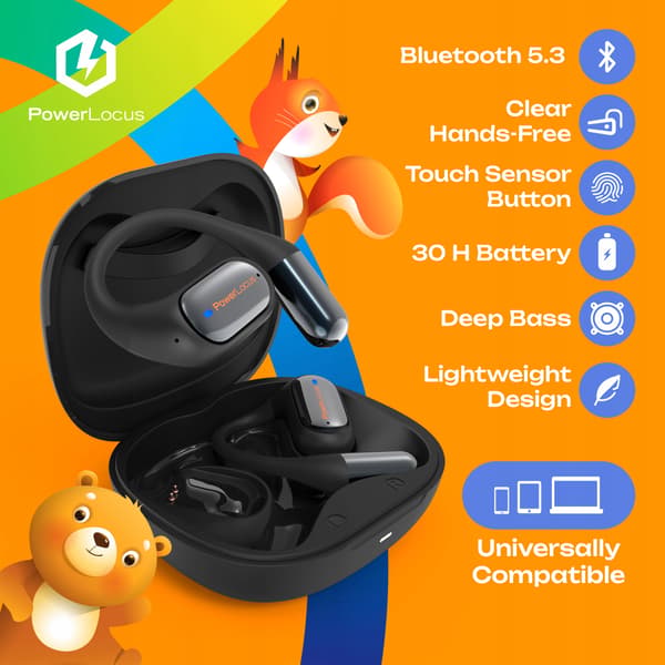 PowerLocus Open Ear Bluetooth trådløse hovedtelefoner til børn Mkids1
