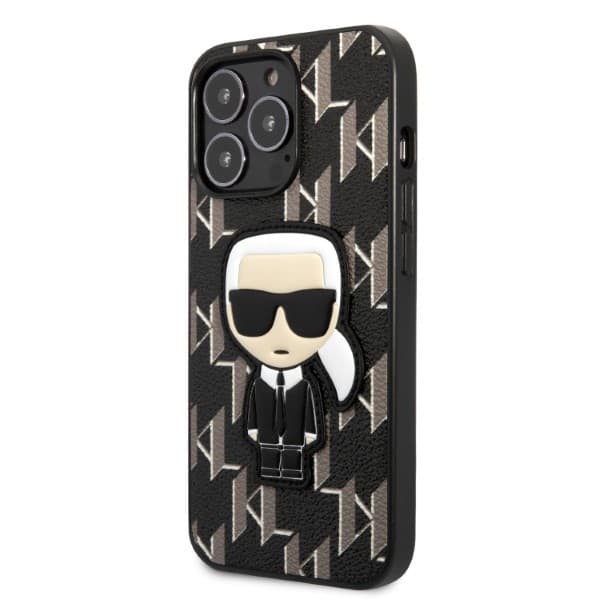 Karl Lagerfeld KLHCP13LPMNIKBK iPhone 13 Pro / 13 6.1 hårdt cover sort/sort Monogram Ikonik Patch