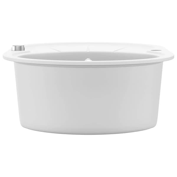 vidaXL granitvask med enkelt kumme, oval, hvid