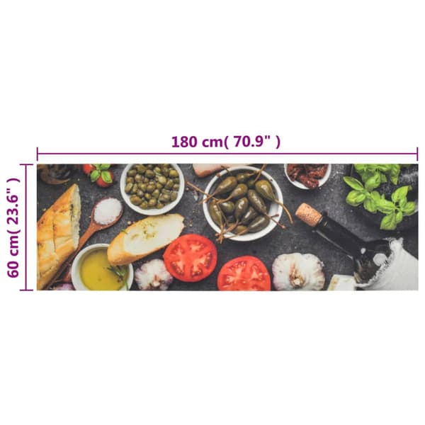 vidaXL Köksmatta, Vin- och snacksmönster, 60x180 cm, Sammet