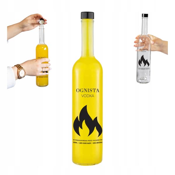 FUTURA 500ml FIRE VODKA-flaska för vodka BIMBER Glasflaskor Tryck