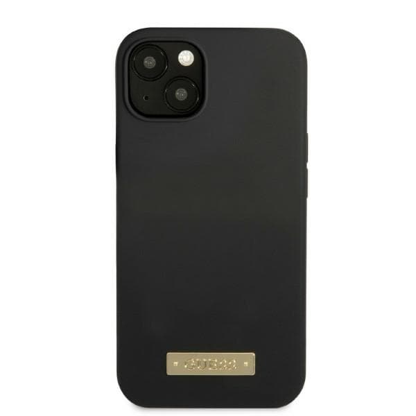 Guess GUHMP13SSPLK iPhone 13 mini 5.4 sort/sort hårdt cover silikone logoplade MagSafe