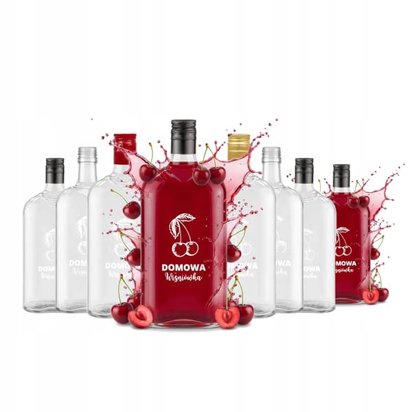 10X KLASSISKA flaskor 500ml tryckt HEMGJORD KÖRSBÄRSVODKA för vin Bröllopsjuice 10 st.