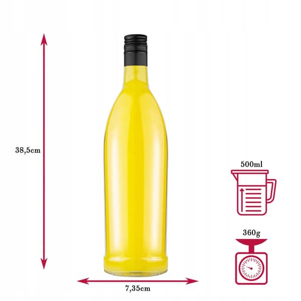 10x Iskra glasflaskor 500ml för alkohol, juice, vin, likörer