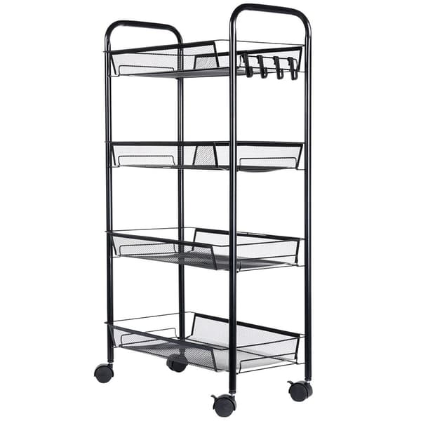 opbevaringsvogn metal sort 4-niveau