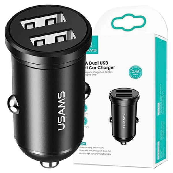USAMS Biloplader 2xUSB 2.4A Mini sort CC114TC01 (US-CC114)