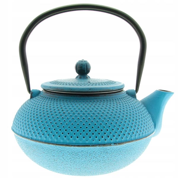 Støbejernskedel blå 1,5 l infuser med si til urtete