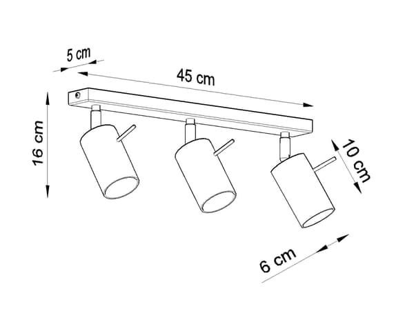 Taklampa RING 3L svart