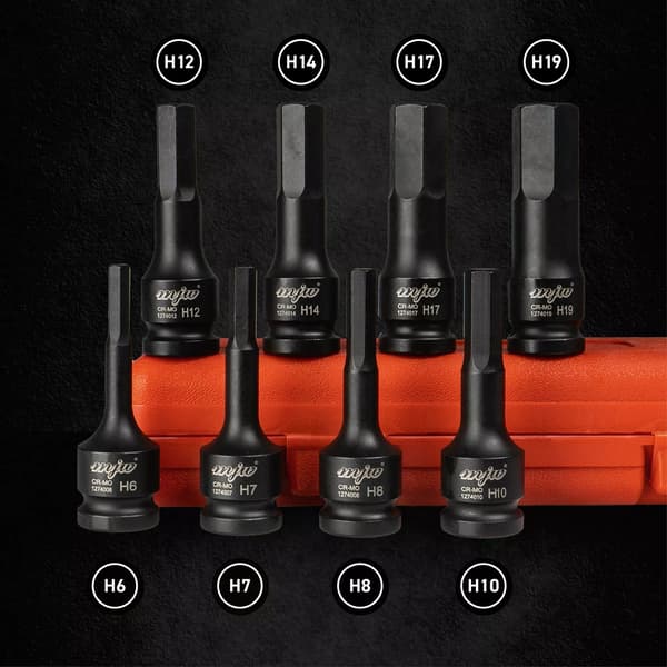 MJW 1/2" HEX slagtopsæt, langt