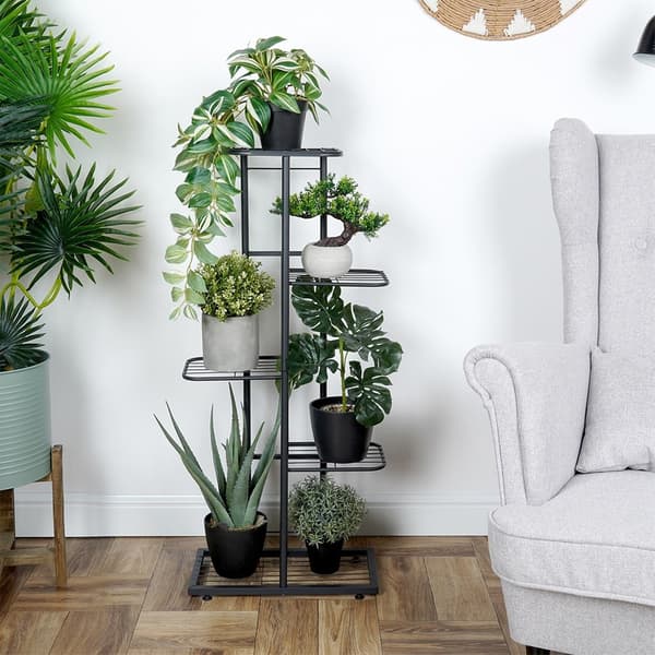 Blomsterstand metal sort 5-niveauer 96 cm