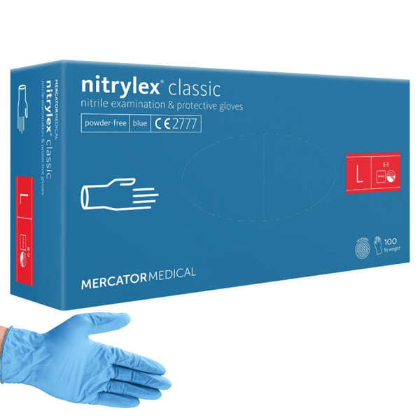 Nitrilhandskar Blå CLASSIC MERCATOR 100 st - Storlek L