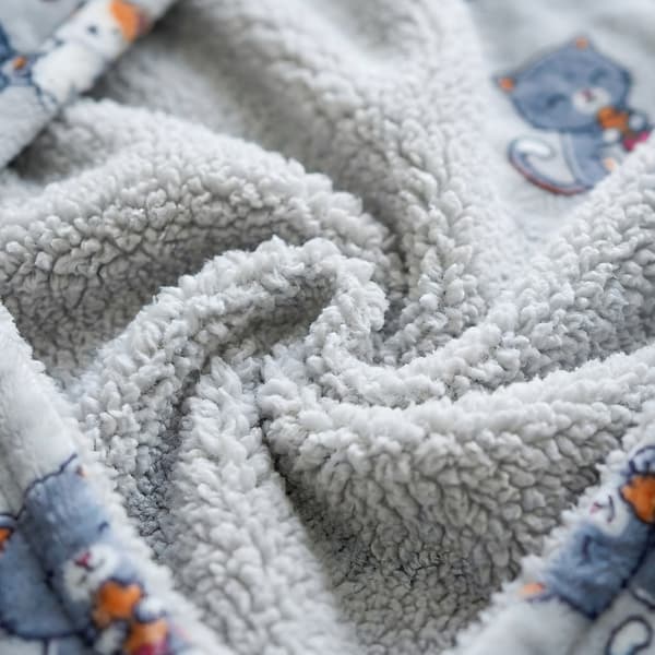 Meget blød doven badekåbe, tæppe, sweatshirt, grå katte, 100 cm