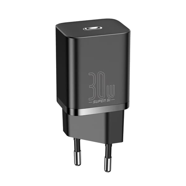 Baseus Super Si Hurtigoplader 1C 30W Vægoplader (Sort)