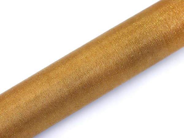 Organza glitrende, guld, 0,36 x 9m 1 stk.