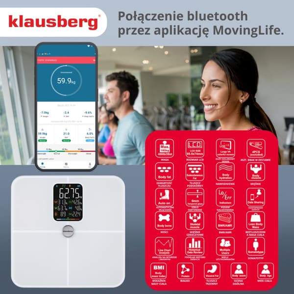 SMART IOS ANDROID ANALYTISK BADEVÆRELSESVÆGT KLAUSBERG KB-7941